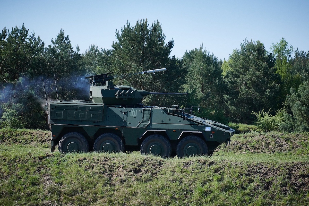 Tank fires Spike LR2 missile
