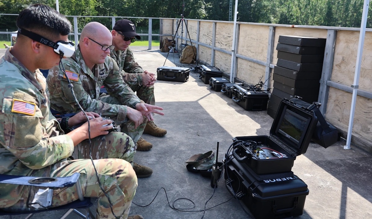 Soldiers practice flying a small unmanned aerial system at the inaugural Unmanned Advanced Lethality Course (UALC) at Fort Rucker on August 18.