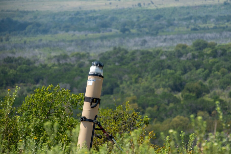 The Switchblade 600 Loitering Munition System launches during a live-fire exercise at Fort Hood, Texas.