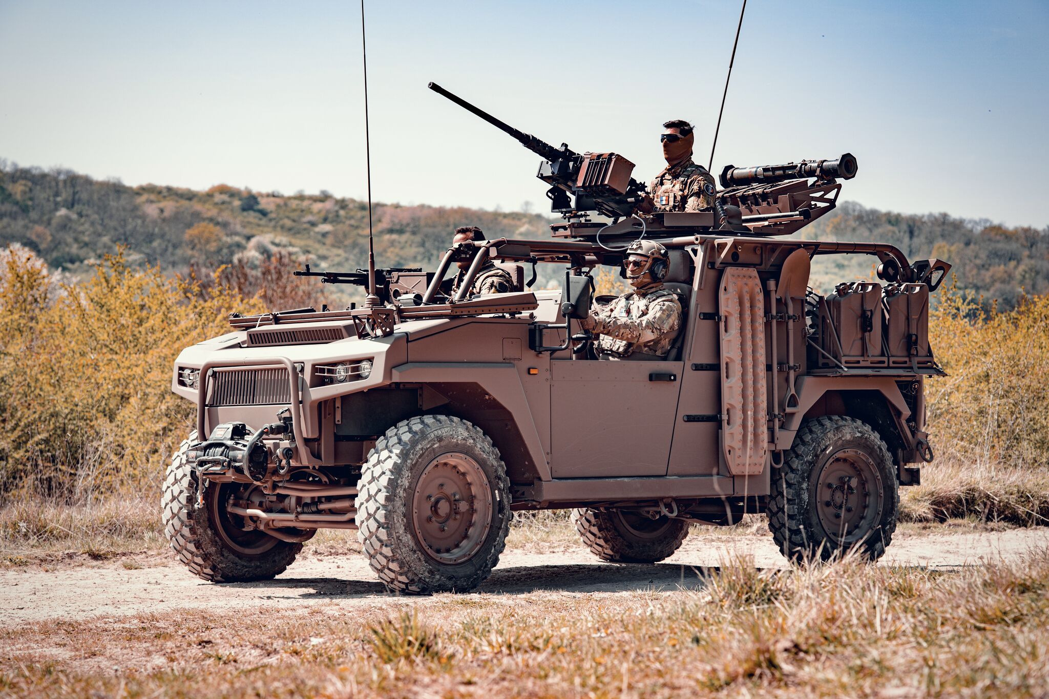 Soldiers operate a Pégase light tactical vehicle