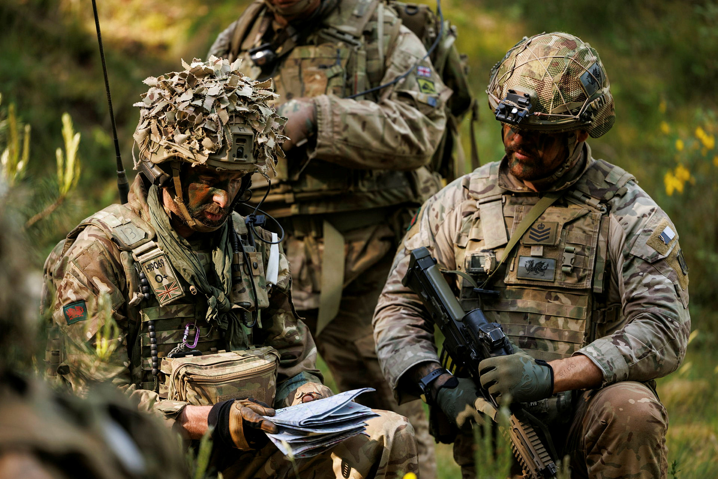 Soldiers from 1st Battalion The Royal Welsh check their position before carrying out contact drills. Photo: Corporal Rebecca Brown/Royal Logistics Corps/British Army