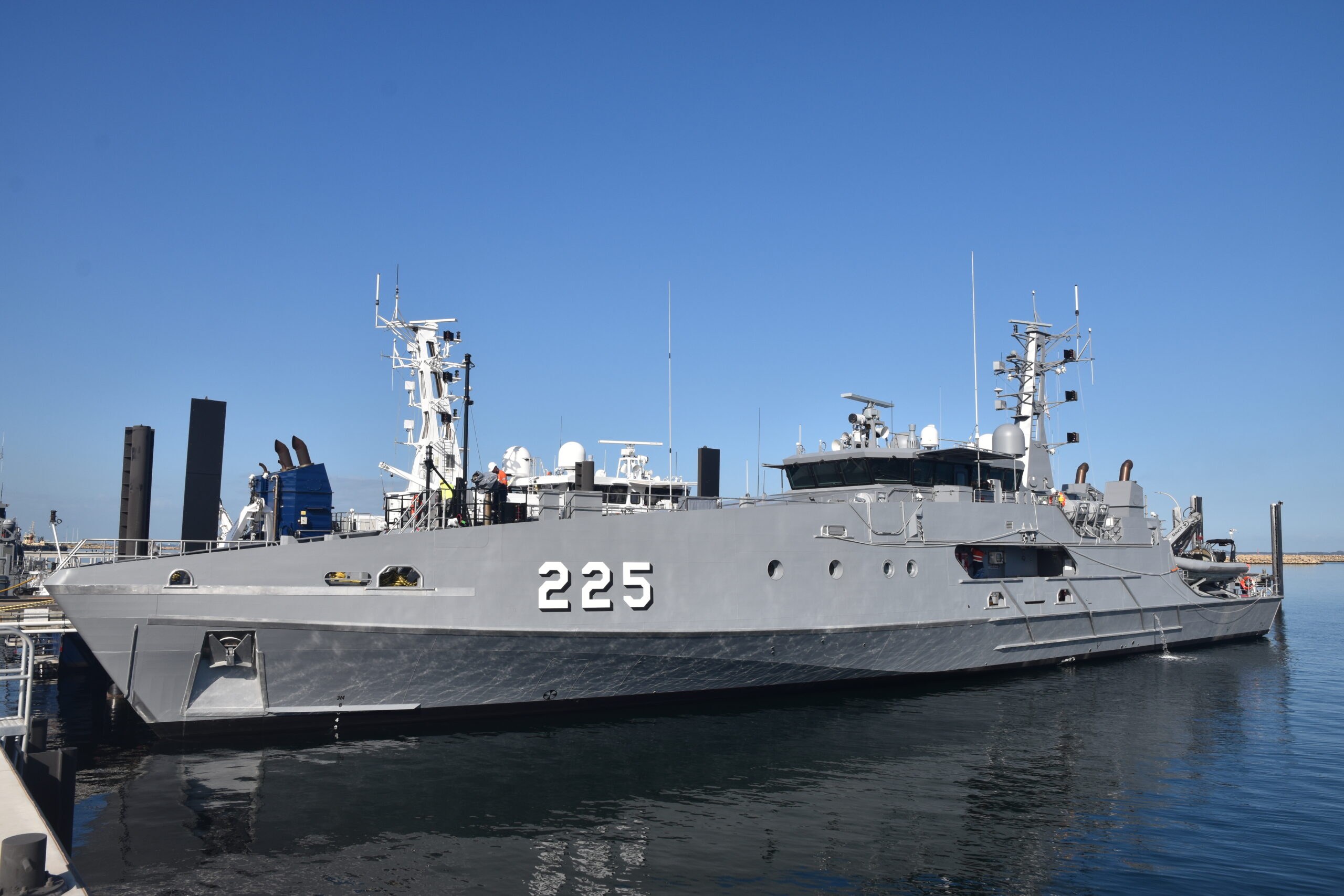 Evolved Cape Class Patrol Boat ADV Cape Spencer. (Image provided by Austal) *** Local Caption *** Defence has accepted the ninth Evolved Cape Class Patrol Boat built at Henderson shipyard in Western Australia, ADV Cape Spencer. Built by Austal Ships Pty Ltd under project SEA1445 Phase 1, the Evolved Cape Class Patrol Boats contribute to the whole of Government effort to protect Australia's borders and offshore interests. ADV Cape Spencer will work alongside other Royal Australian Navy and Australian Border Force vessels enhancing the capability for civil maritime surveillance and enforcement in Australian waters.