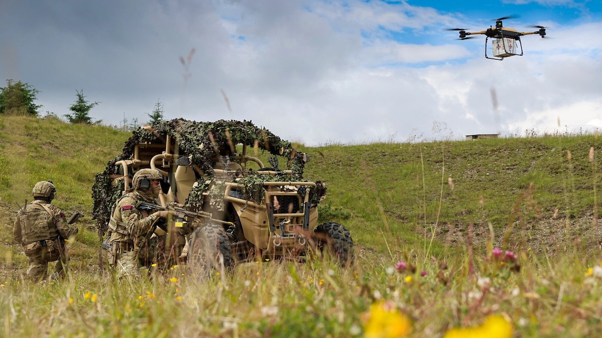 The T-150 drone in a resupply mission with Royal Marines