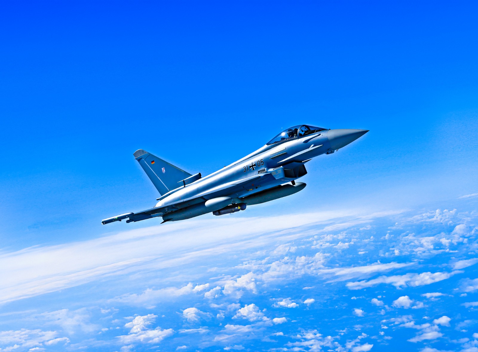 A German Eurofighter Typhoon combat aircraft