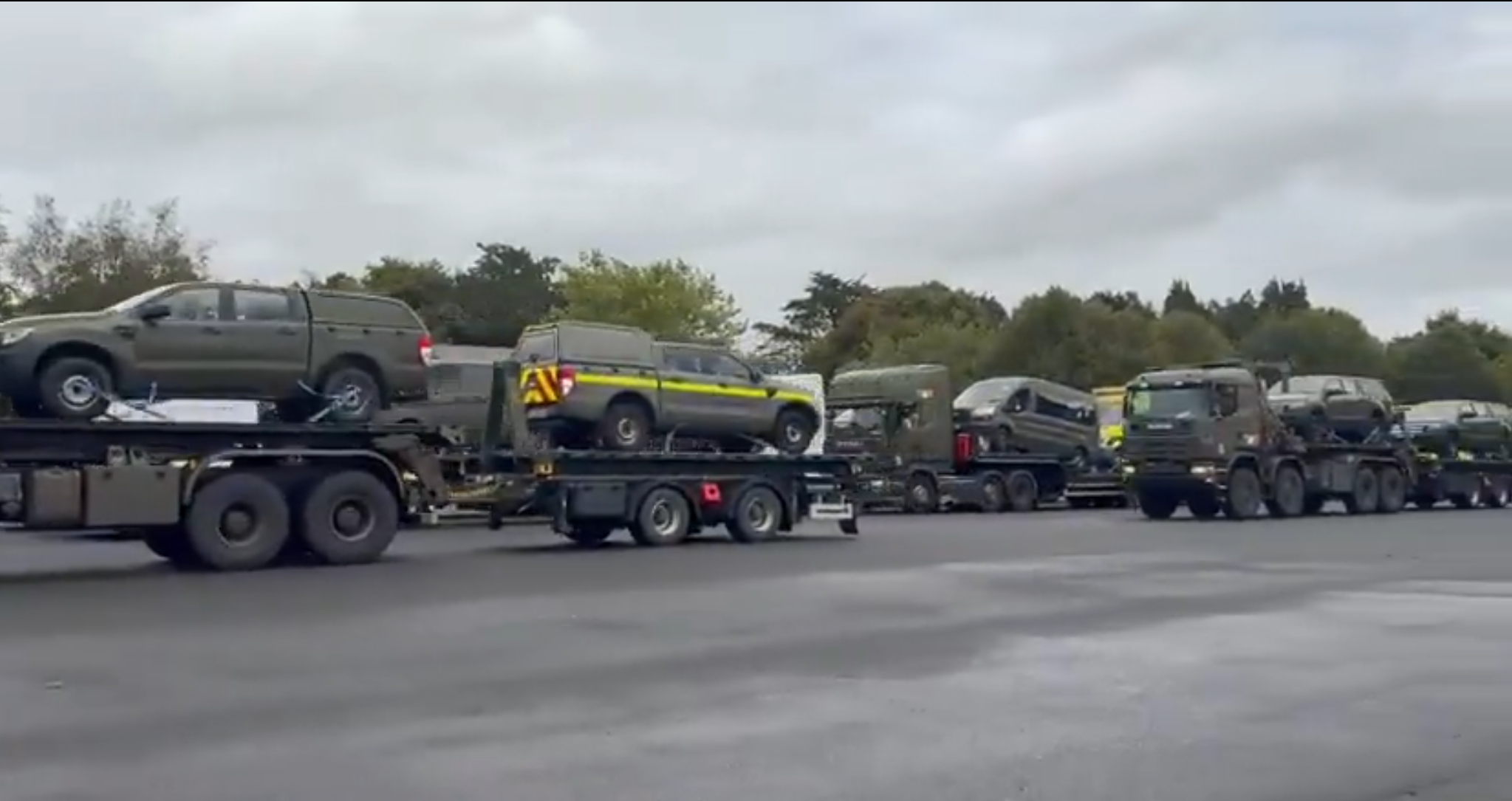 Retired Irish Defence Forces vehicles in transit to Ukraine.