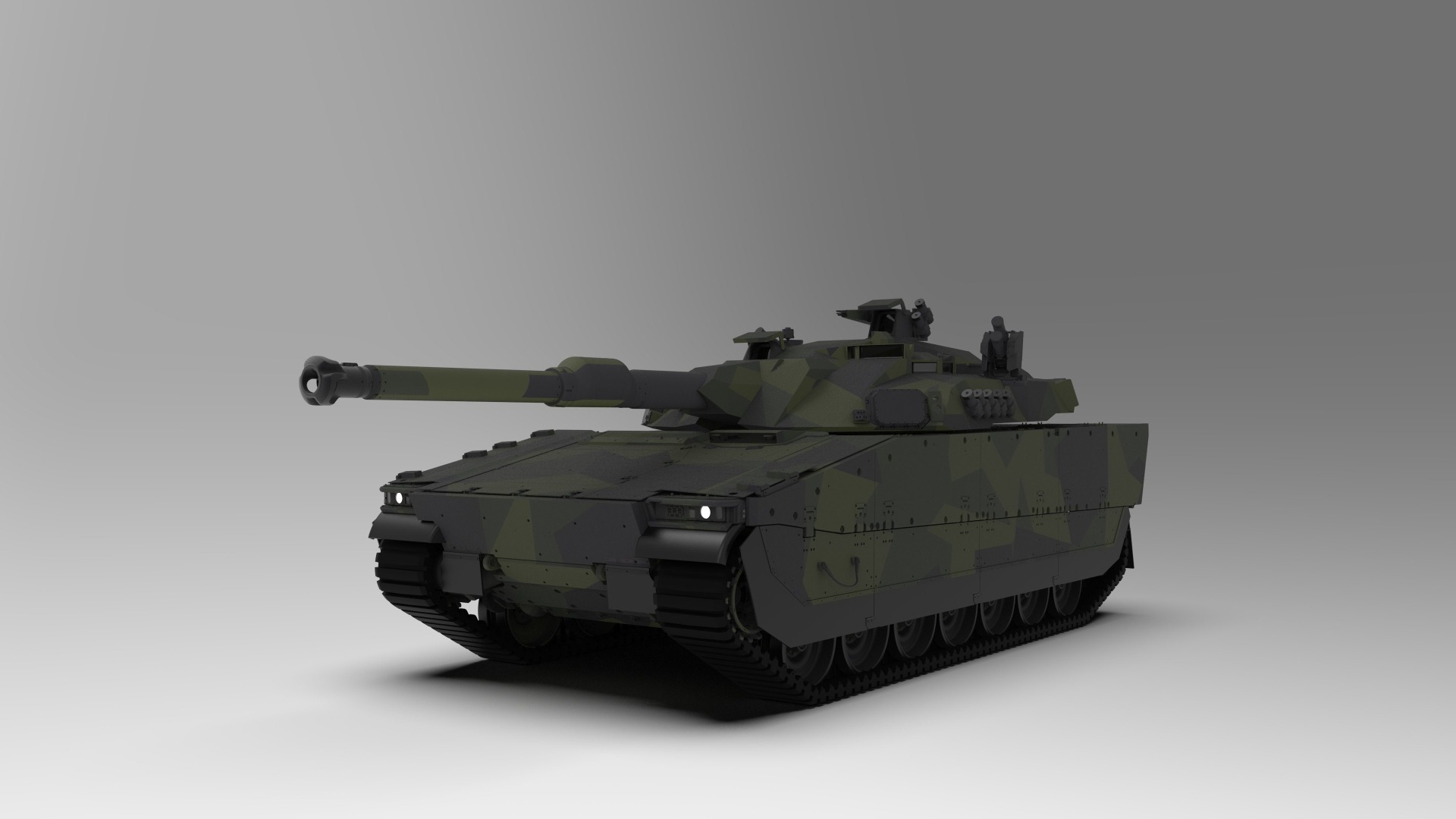 A CV90120 light tank with Rheinmetall's L44A1 120-millimeter low-recoil cannon