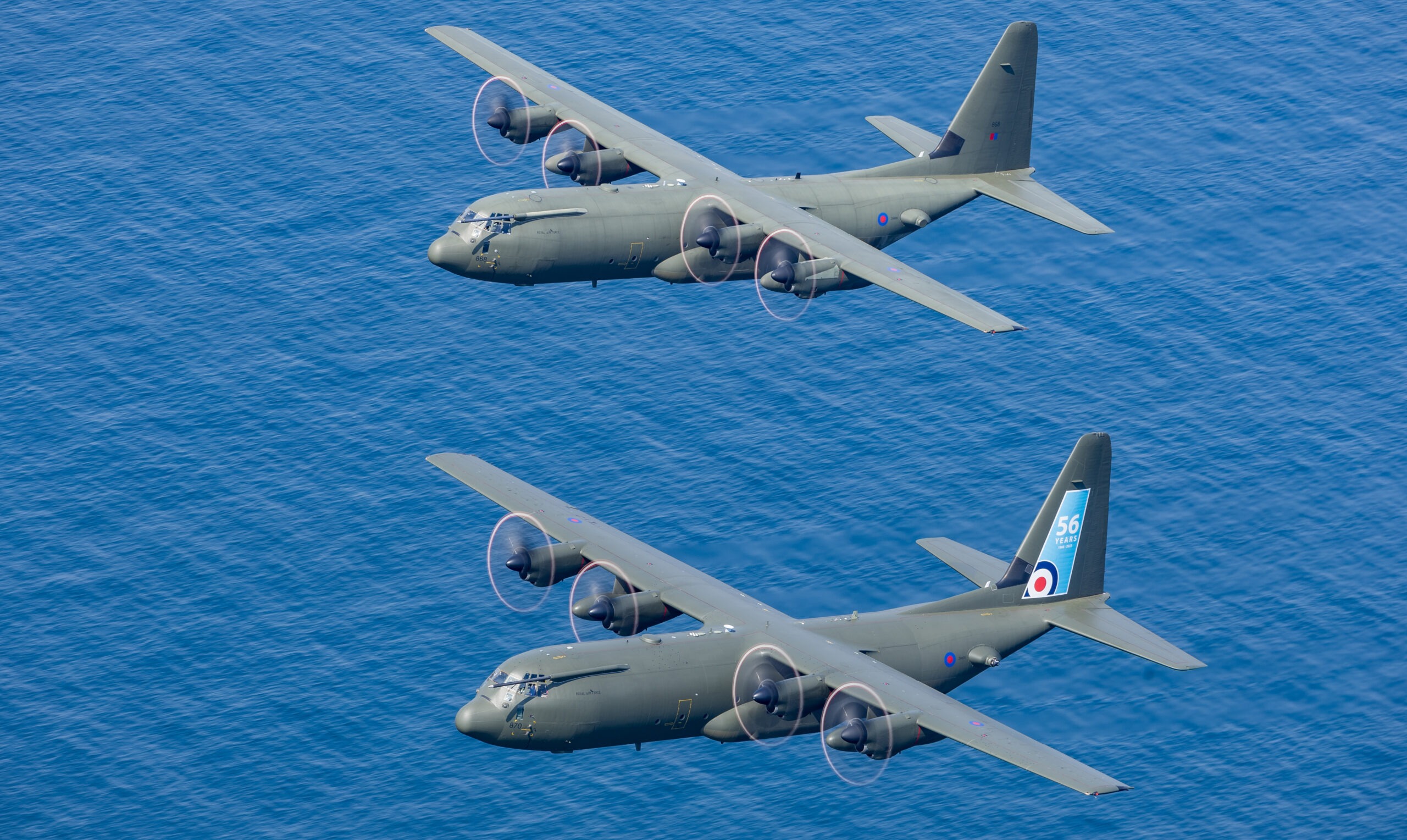 Pictured are Hercules C-130J from 47 Sqn, on a final flypast over the UK before its forthcoming retirement. Three RAF Hercules C130 aircraft have conducted a tour of the UK as a farewell tour ahead of their withdrawal from service at the end of June. The trio departed RAF Brize Norton at 10am, performing a set of flypasts across all four countries in the UK before returning to Brize Norton in the early evening. The first Hercules arrived at Marshalls of Cambridge in December 1966 Hercules. Since entering RAF service, originally with 242 Operational Conversion Unit at RAF Thorney Island, it has operated across the globe in support of UK military and humanitarian relief operations. The transition to the 22-strong Atlas (A400) fleet and other air mobility aircraft has been ongoing for some time. 47 Squadron and the Hercules will continue to deliver on operations supporting UK defence objectives until 30 Jun 23.