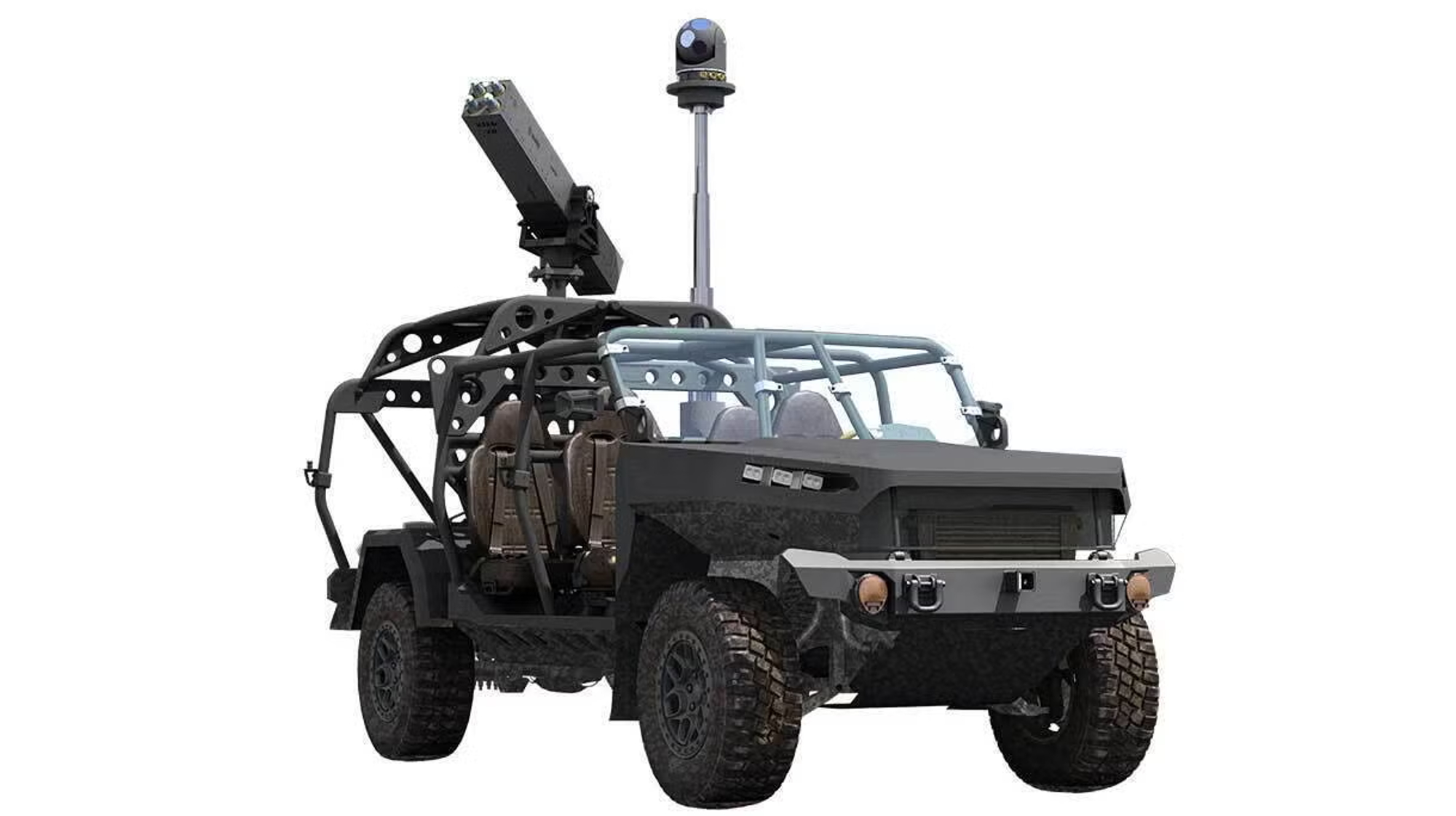 L3Harris VAMPIRE counter-drone system mounted on a GM Defense Infantry Squad Vehicle (ISV).
