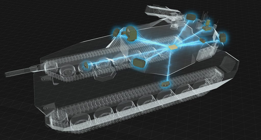 Rendering of a vehicle equipped with SAGEcore AI software. Photo: Leonardo