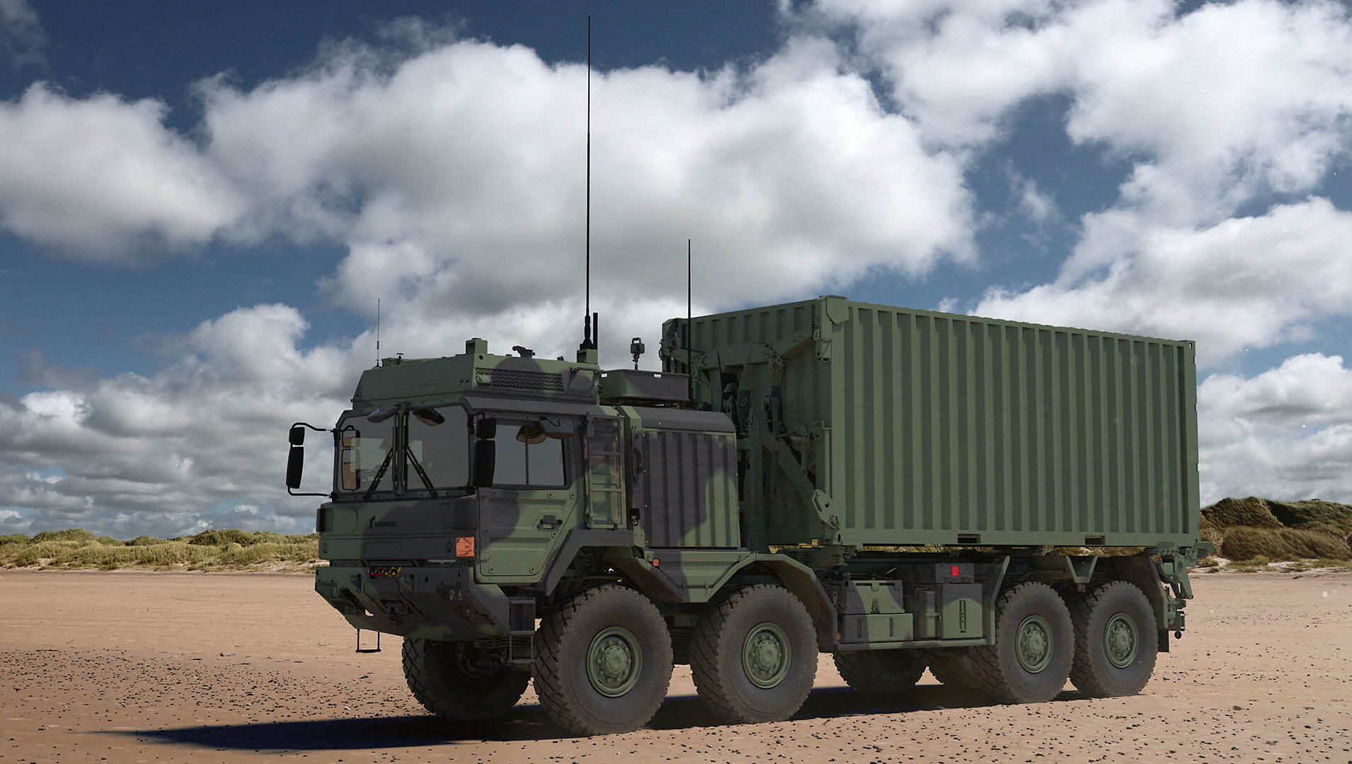 A military logistics truck