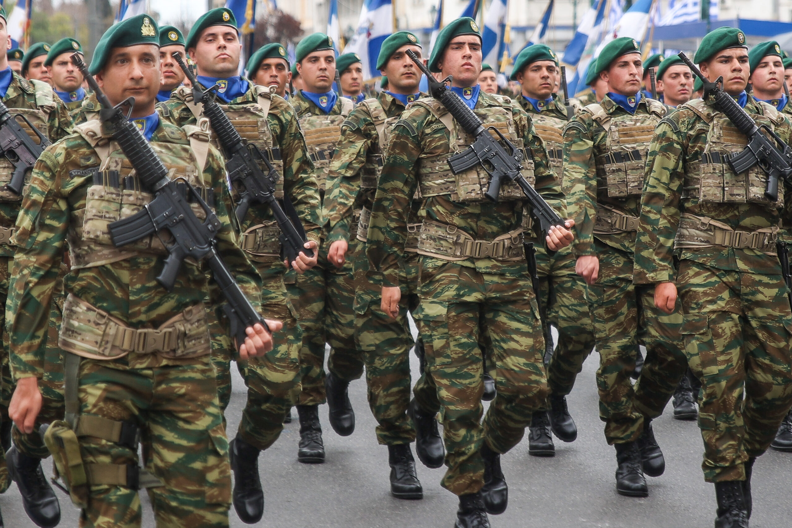 Greece, Athens, 2025/03/25. Military parade marking Greece s Independence Day in Athens on March 25, 2025. Photograph by Aris Oikonomou / Hans Lucas. Grece, Athenes, 2025/03/25 Defile militaire marquant le jour de l independance de la Grece a Athenes le 25 mars 2025. Photographie d Aris Oikonomou / Hans Lucas. (Photo by Aris Oikonomou / Hans Lucas via AFP)