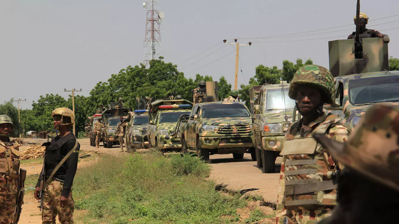 Nigerian soldiers in patrol.
