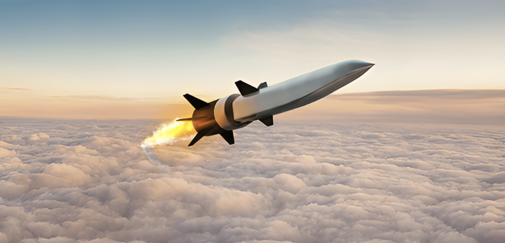 Concept illustration of a hypersonic missile powered by scramjet engine during atmospheric flight