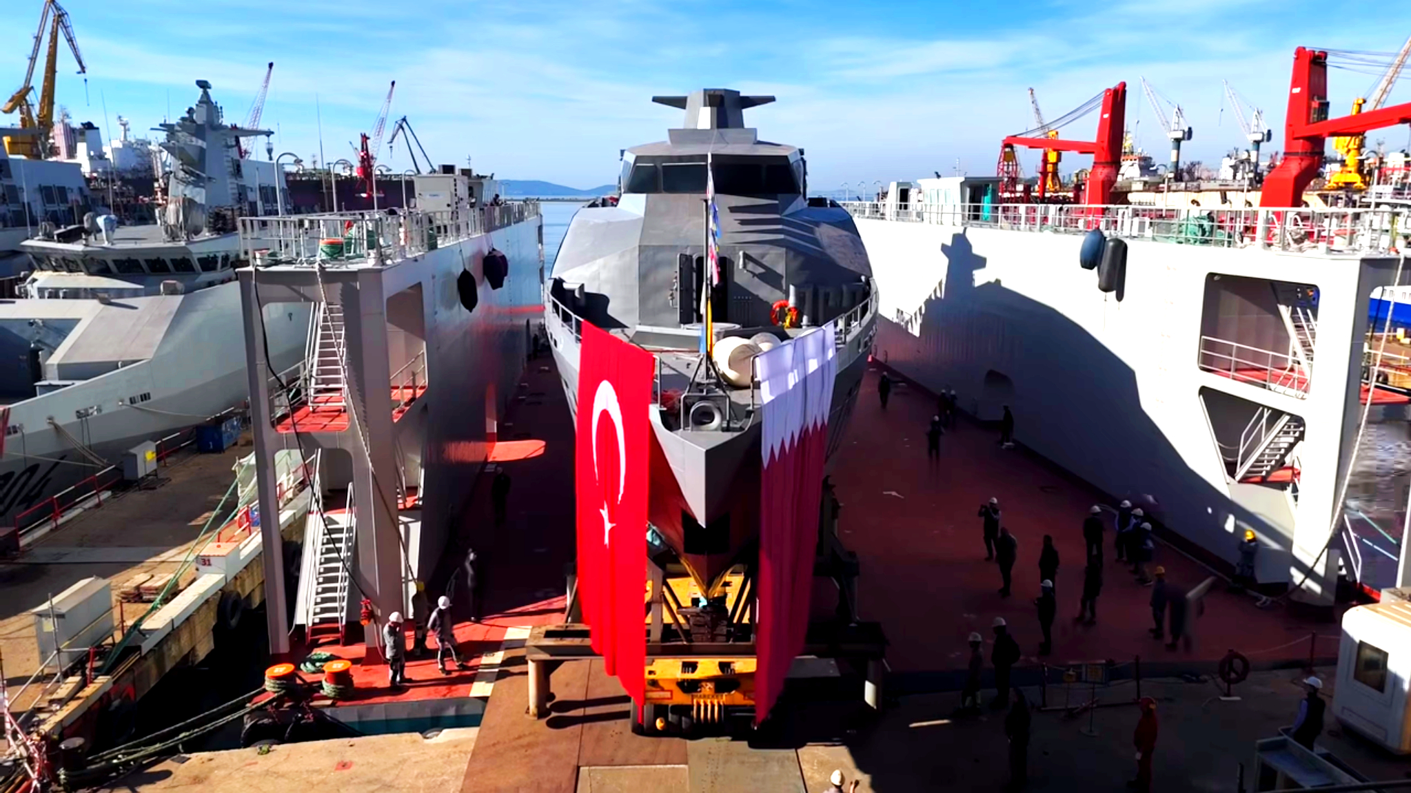 The Fast Attack Craft (FAC) 50 being built for the Qatari Emiri Naval Forces in Turkey. Photo: Dearsan