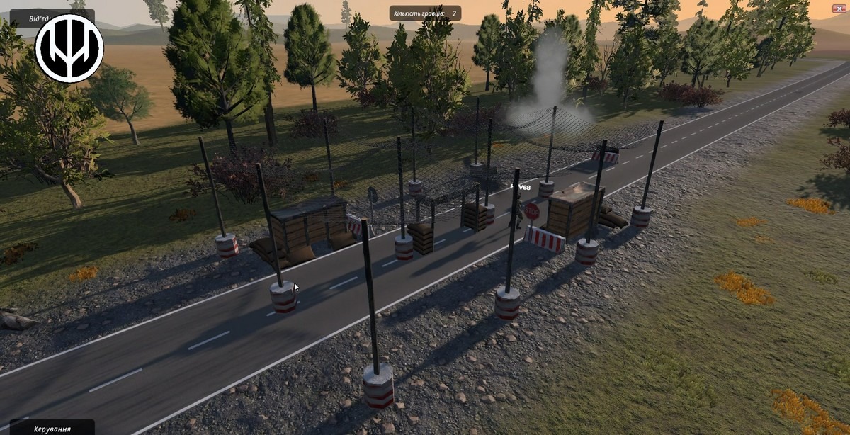 Virtual simulator depicting a realistic military checkpoint environment for tactical training exercises