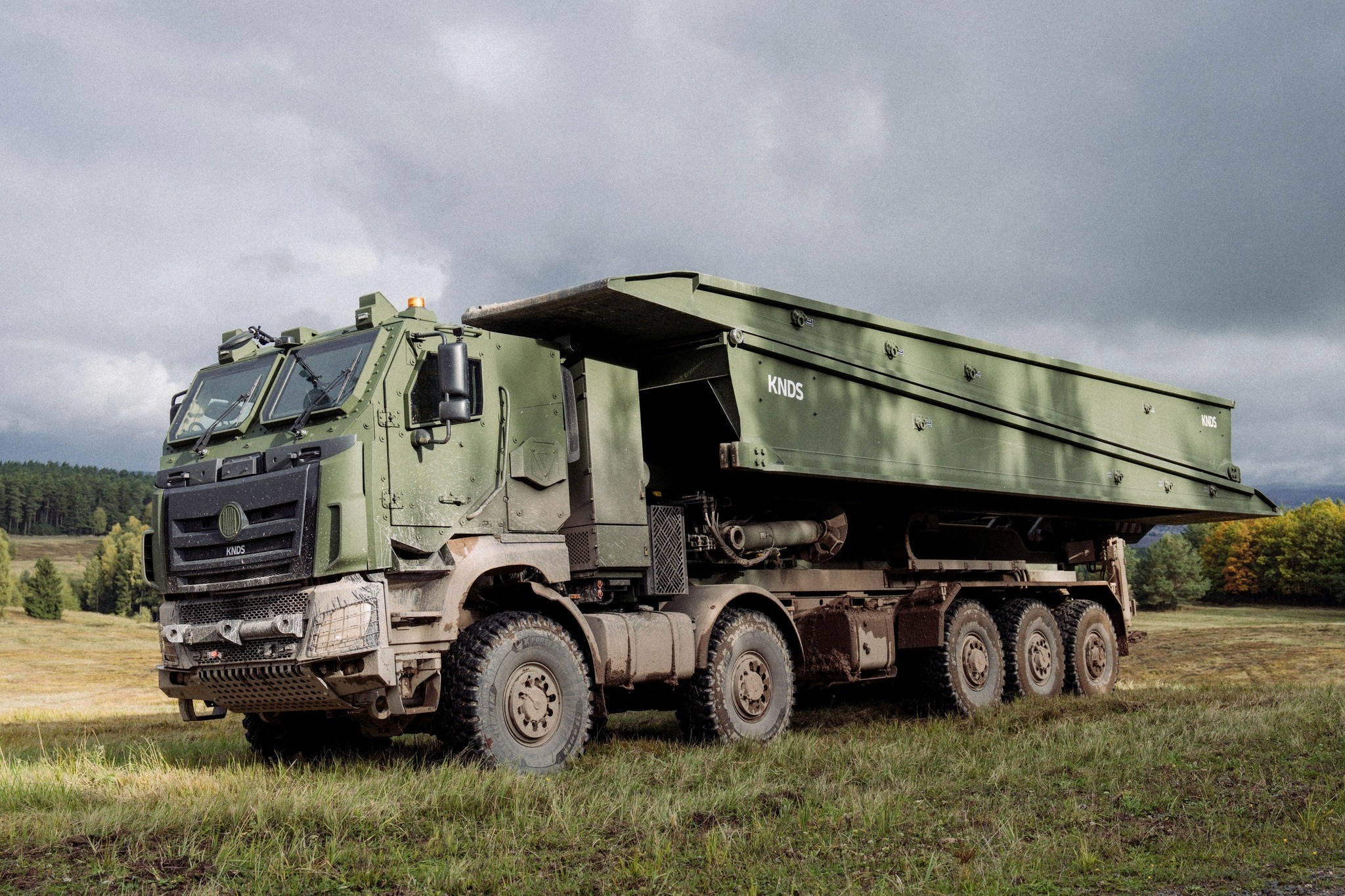 Leguan bridge system mounted on a Tatra 10x10 wheeled vehicle chassis
