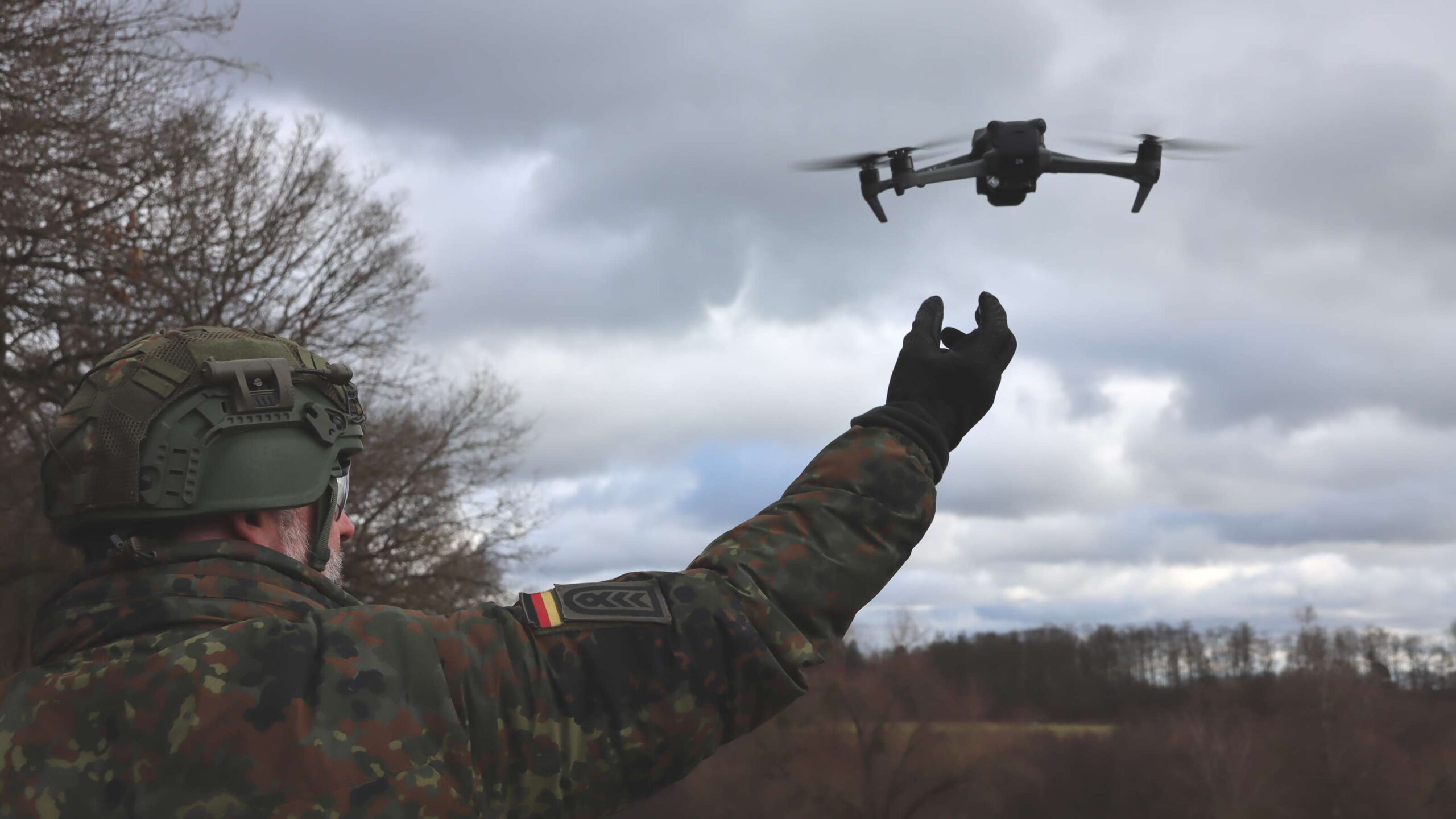 Soldier deploys a tactical unmanned aerial system