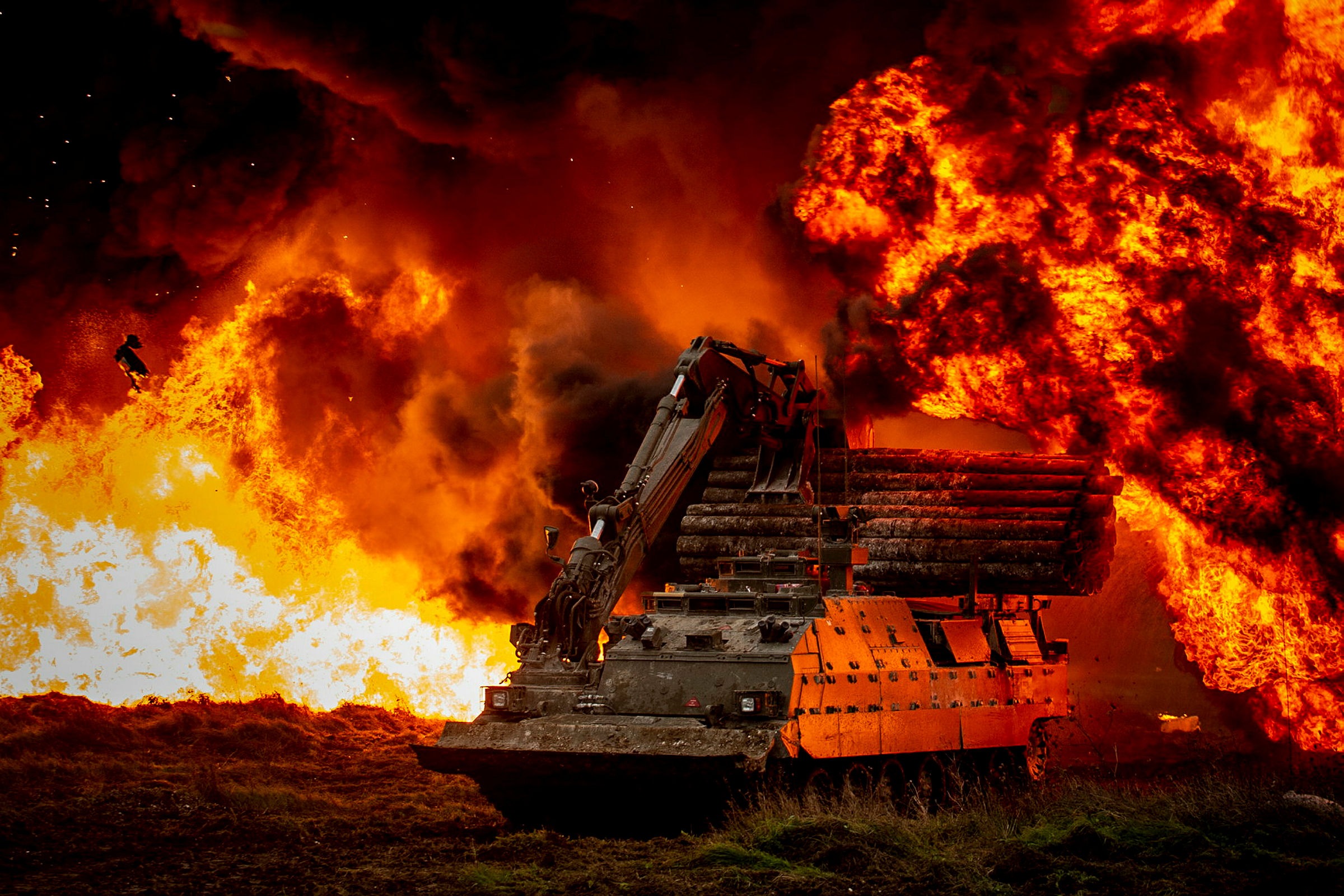 A Trojan armoured vehicle, operated by Royal Engineers, pushes forward to breach enemy positions during a simulated exercise on Salisbury Plain. The full force of British Army firepower will be brought to bear on Salisbury Plain as rehearsals take place today for The Army Combined Power Demonstration. Invited guests have been treated to a ground shaking demonstration of what the UK can bring to a fight. The Army Combined Power Demonstration is designed to showcase the breadth of the Army's utility and demonstrate how the Army operates in an era of constant competition. Delivered by Field Army, it will promote the Army's purpose and showcase innovation. It focusses on demonstrating: Information Manoeuvre & Unconventional Warfare, War-fighting, Prototype Warfare, Enablement and an Interactive stand. The arrival of turreted AJAX will provide a focal point for the Prototype Warfare stand.