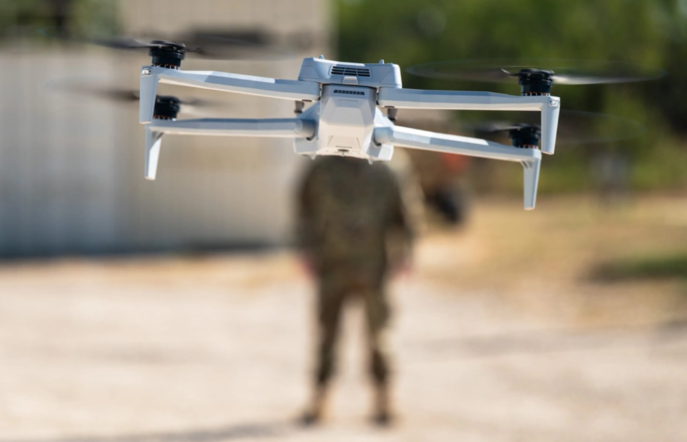 A Skydio X10 drone during Exercise Coyote Shield at Dyess Air Force Base, Texas.