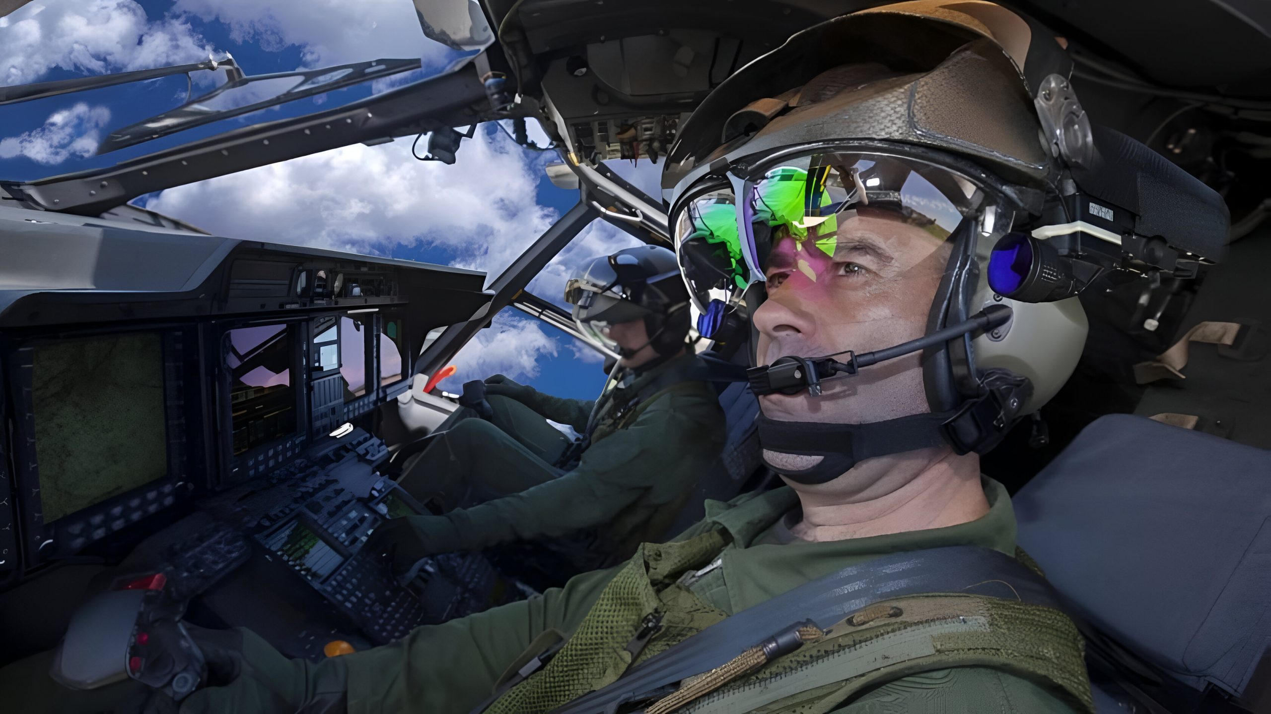 An aircraft crew wearing protective gear from Thales