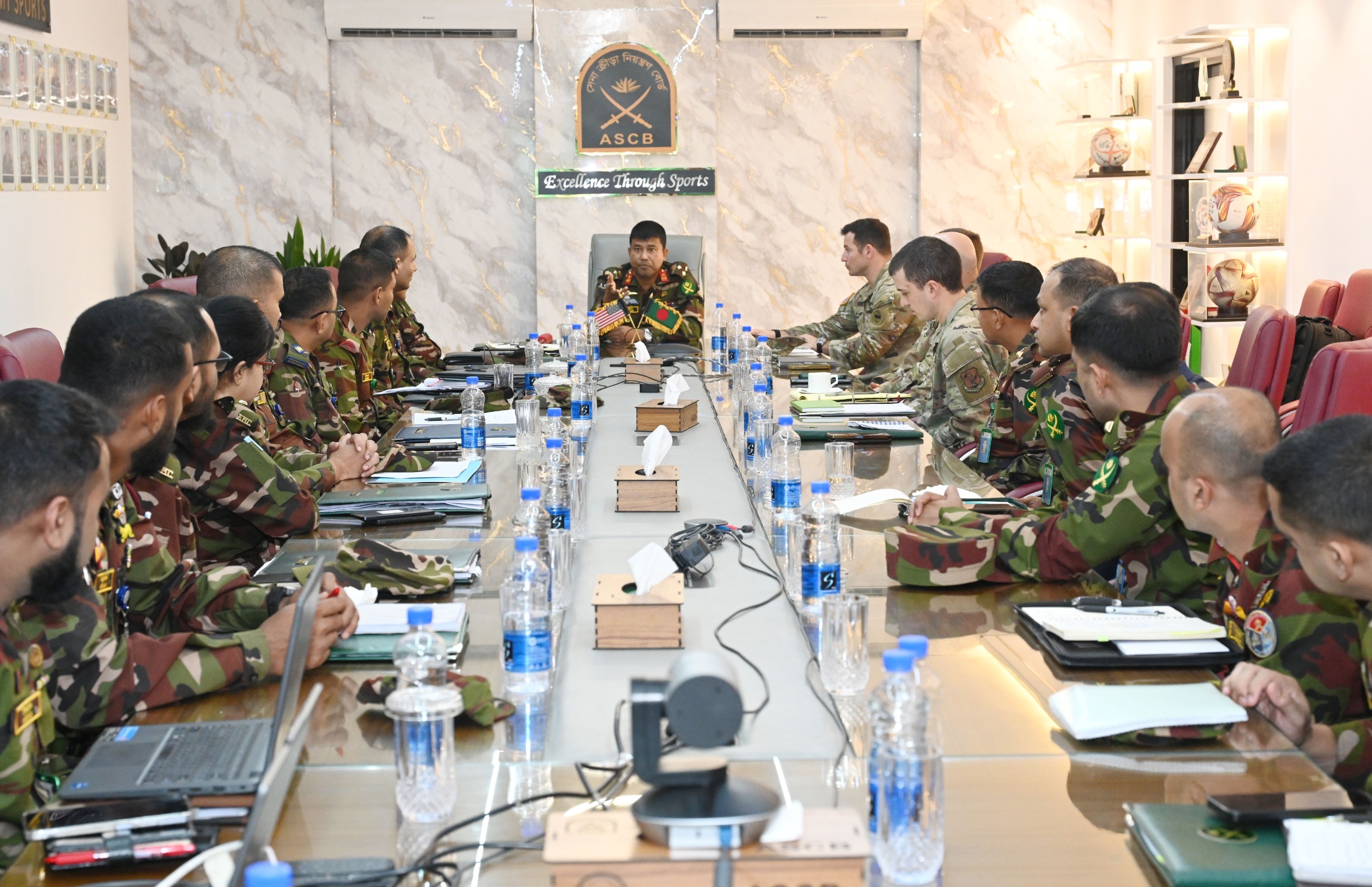 Bangladesh and US military leaders at a meeting in Dhaka