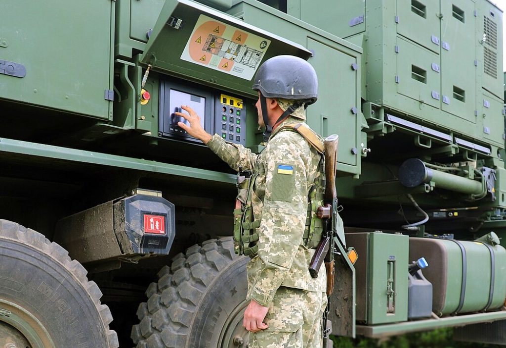 Ukrainian soldier operating the IRIS-T SLM air defense system