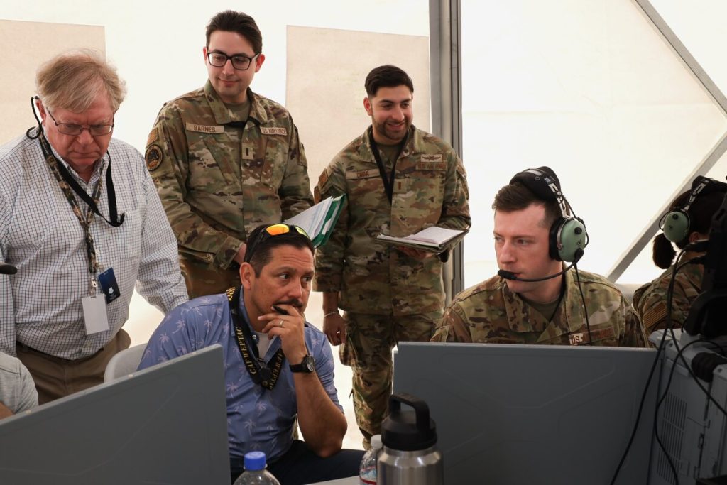 Air Force members engaged in the Project Convergence Capstone 5, a crucial operational venue for data-gathering, providing valuable insights into the effectiveness of these programs within the DAF BATTLE NETWORK, the Air Force's contribution to Combined Joint All Domain Command and Control (CJADC2)