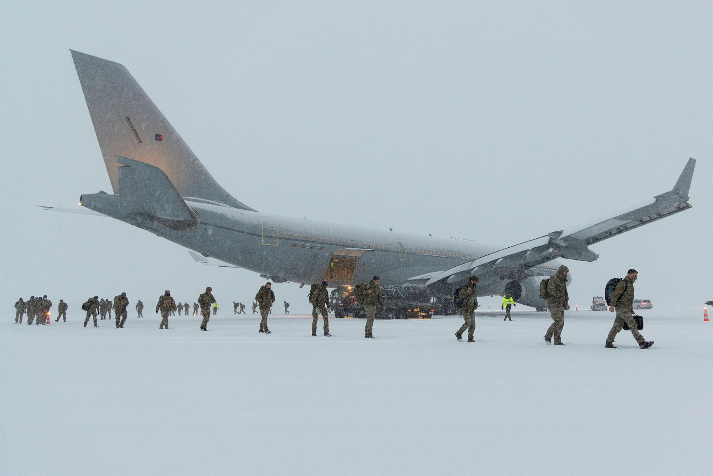 Pictured are 40 Commando Royal Marines arriving at Bardufoss, Norway by Royal Air Force Voyager Airbus KC2 (A330). Royal Marines have deployed to the frozen Arctic for many years, to conduct their annual cold weather training. The Commandos are in the North of Norway learning to be winter warriors conducting Arctic survival training in bitterly cold temperatures. The conditions are harsh around 200 miles inside the Arctic Circle, where the sun barely rises and temperatures plummet to below -30C. The elite Royal Marines must be prepared to deploy anywhere in the world at a moment’s notice. That includes the most extreme climates known to man, including Arctic, jungle, and desert.