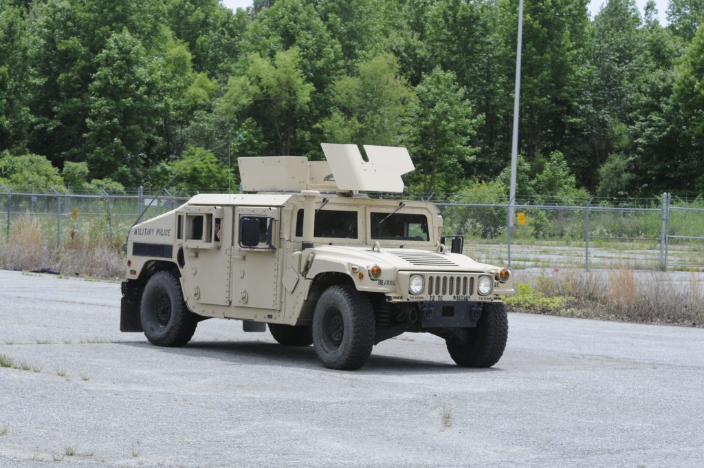 Members of the 101st Public Affairs Detachment received driver training on the M1151A1 Up-Armored Humvee today from members of the 153rd Military Police Company