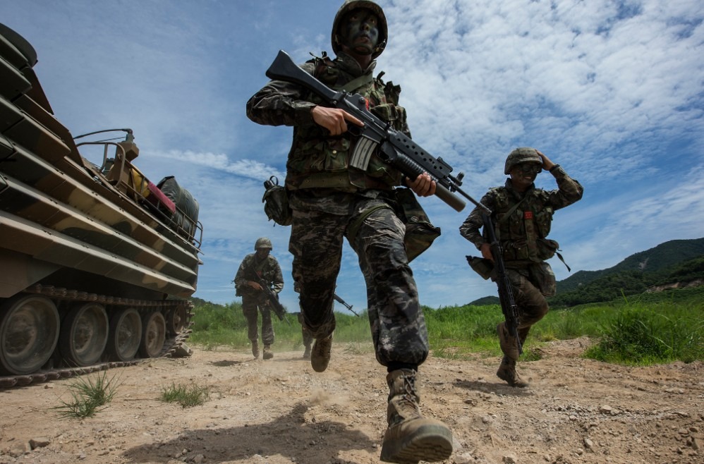 South Korean troops during a drill