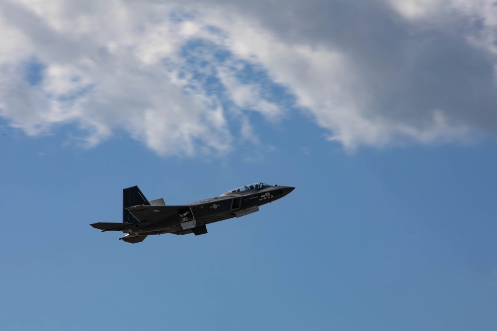South Korean KF-21 Boramae fighter jet in flight during aerial demonstration over Seoul