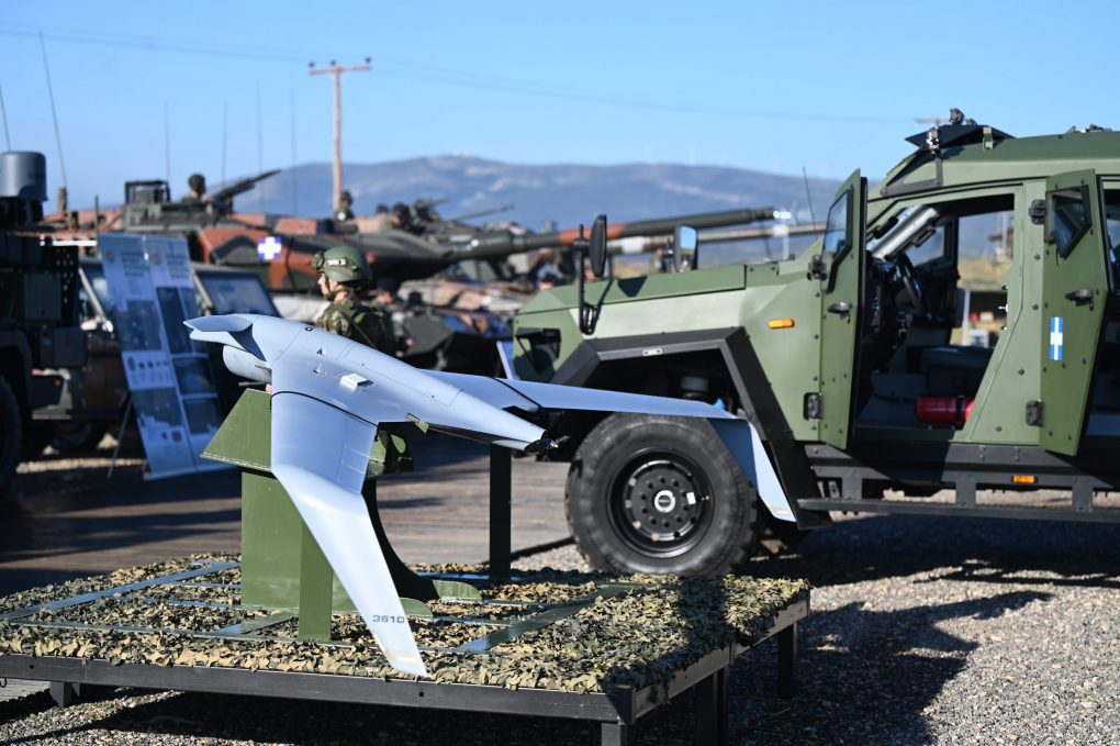 A drone on display during Greece's field exercise in November 2025. Photo: Greece Ministry of Defence