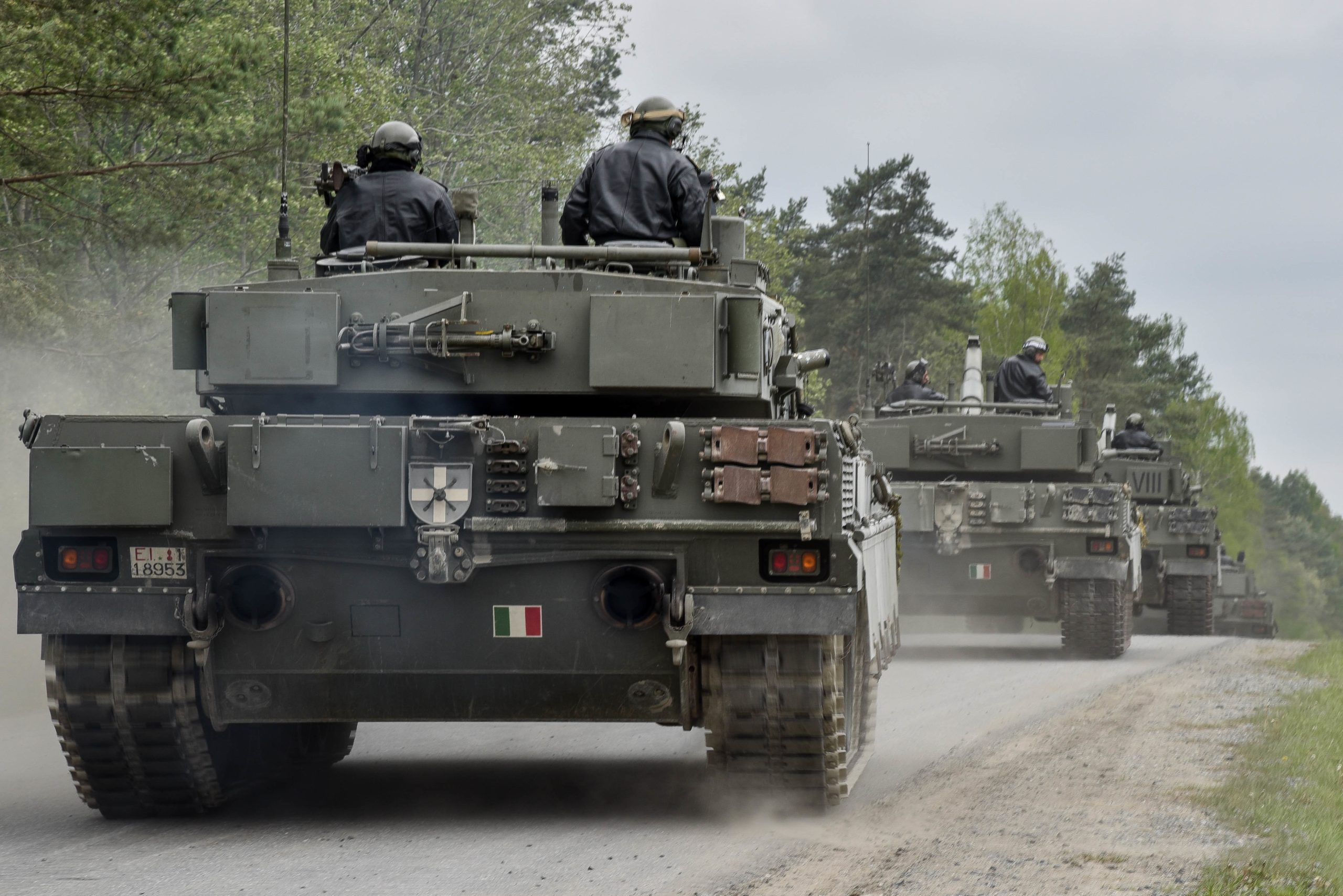 Ariete Italian tanks move to their battle position, during the Strong Europe Tank Challenge (SETC), at the 7th Army Joint Multinational Training Command’s Grafenwoehr Training Area, Grafenwoehr, Germany, May 12, 2016. The SETC is co-hosted by U.S. Army Europe and the German Bundeswehr, May 10-13, 2016. The competition is designed to foster military partnership while promoting NATO interoperability. Seven platoons from six NATO nations are competing in SETC - the first multinational tank challenge at Grafenwoehr in 25 years. For more photos, videos and stories from the Strong Europe Tank Challenge, go to http://www.eur.army.mil/tankchallenge/ (U.S. Army photo by Spc. Nathanael Mercado/Released)