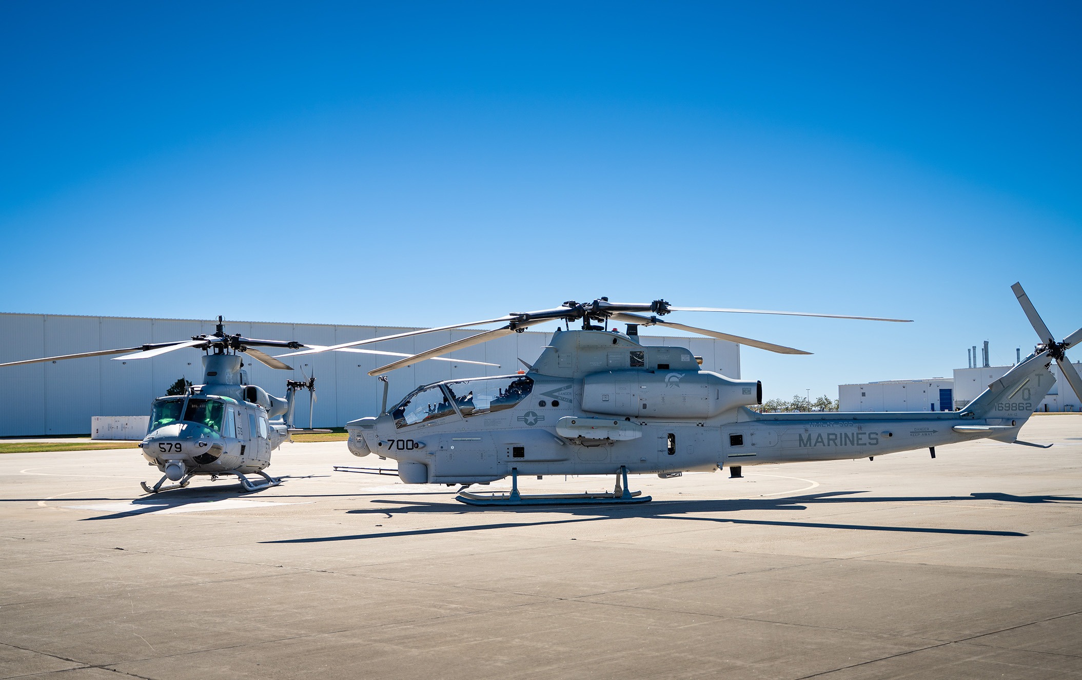 US Marine Corps AH-1Z Viper and UH-1Y Venom helicopters