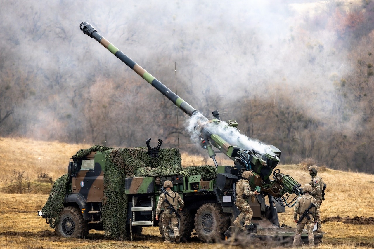 French Armed Forces Soldiers conduct a CAESAR self-propelled howitzer live fire exercise