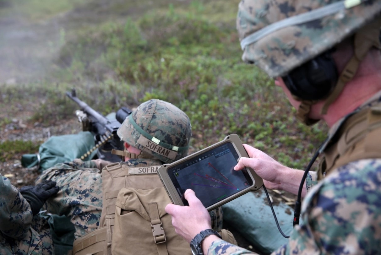 US troops using a tablet-based communication system