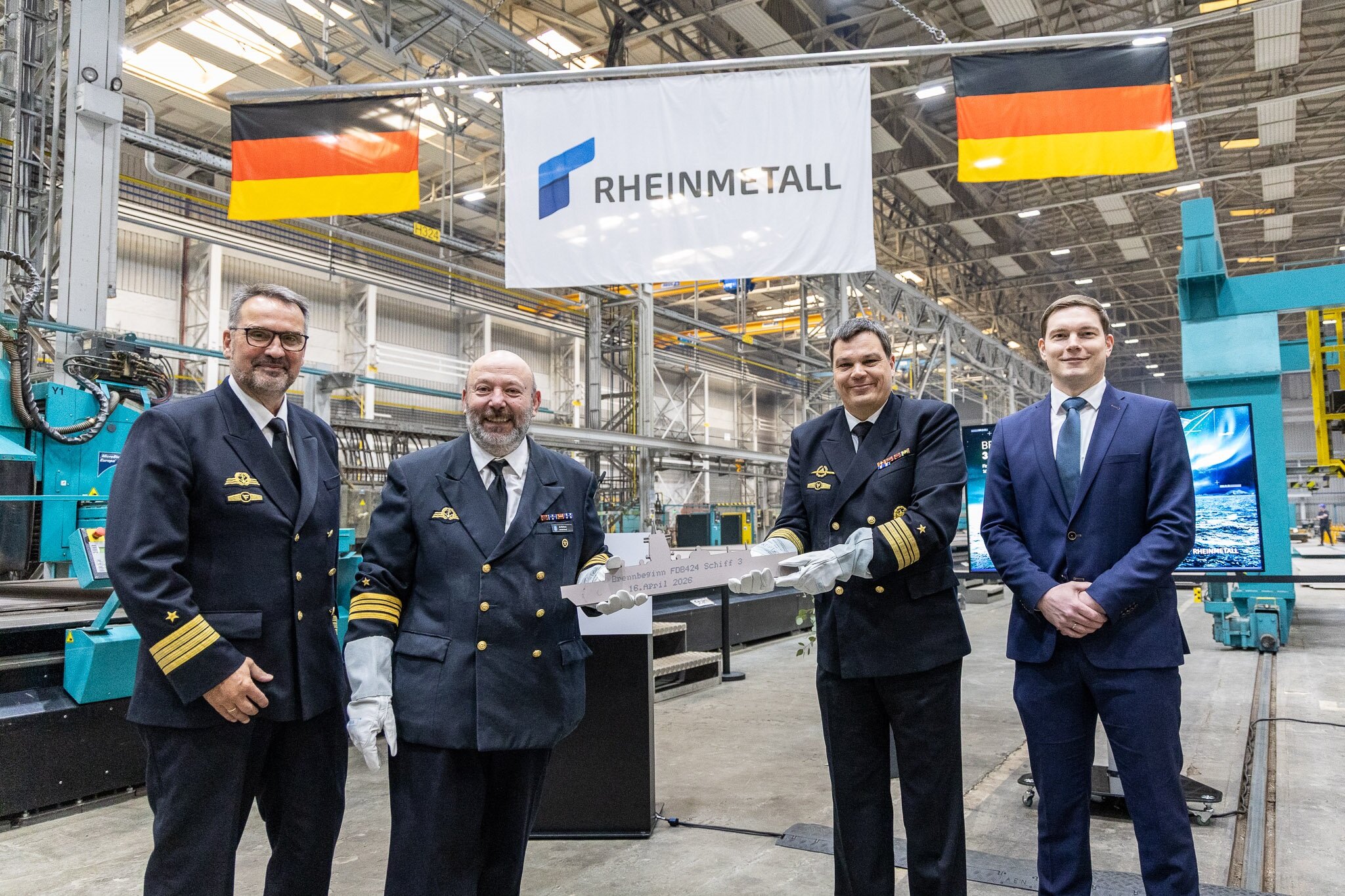 First steel cutting Ceremony for the third German Navy Type 424 vessel at the Peene-Werft shipyard. Photo: Rheinmetall