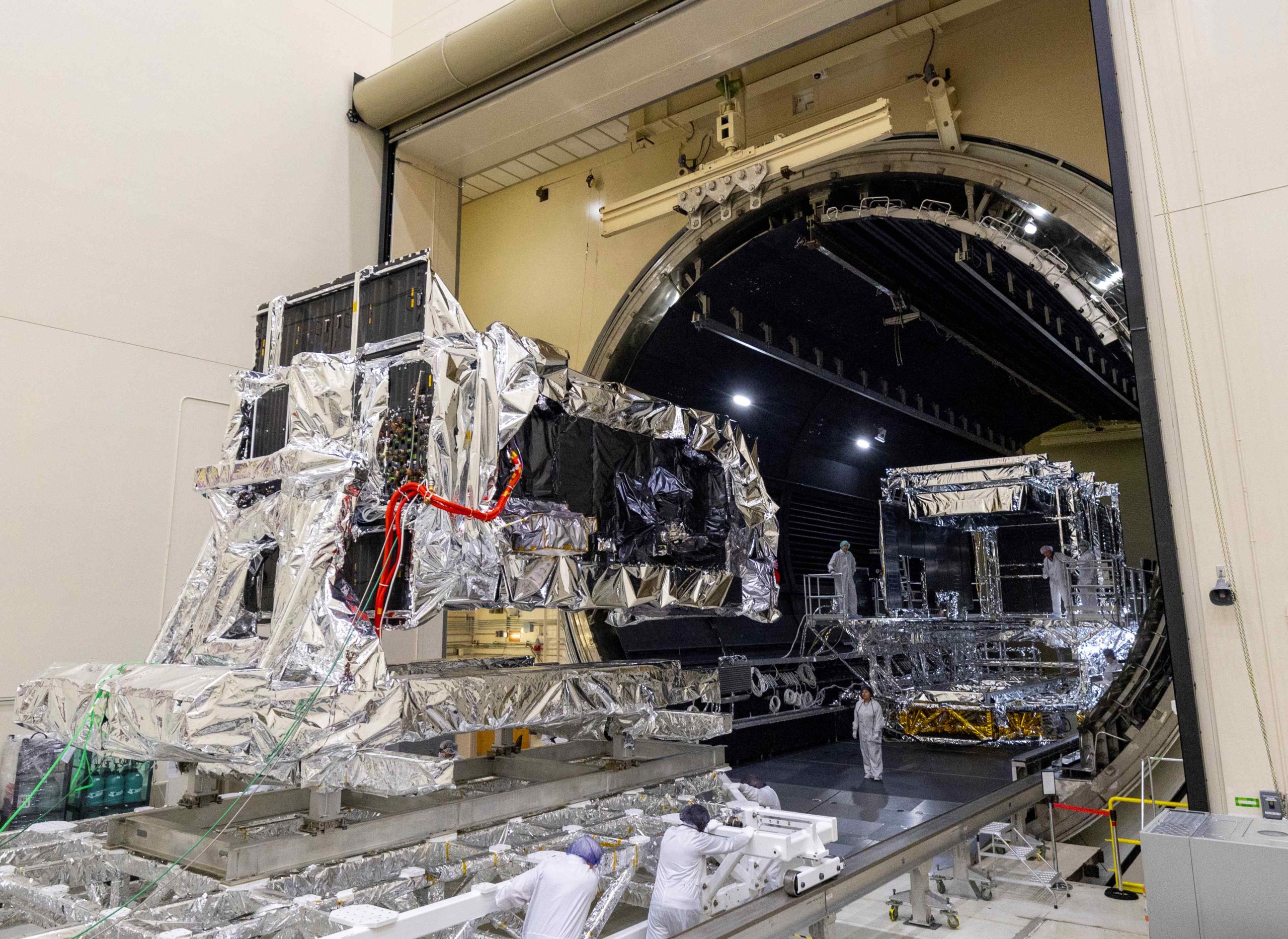 Lockheed Martin's Next-Gen OPIR GEO satellite during its thermal vacuum testing.