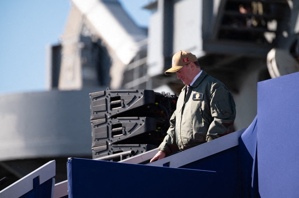 John Phelan speak at America's Navy 250: Titans Of The Sea Event in Norfolk, VA In October 5, 2025.