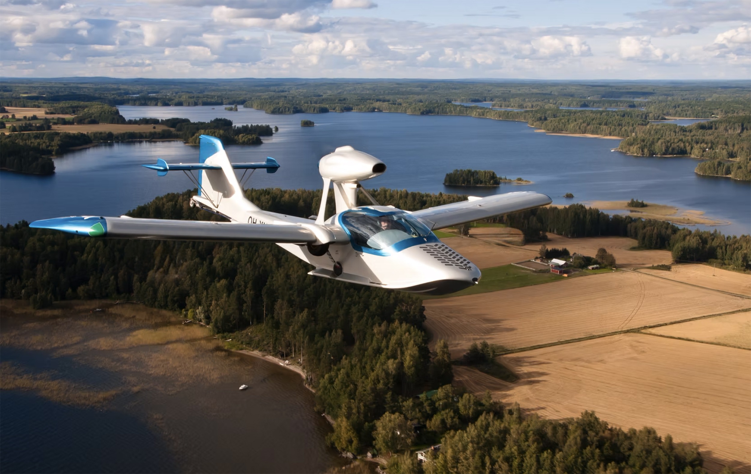 Atol Aurora, the Finnish-made amphibious aircraft, in the air