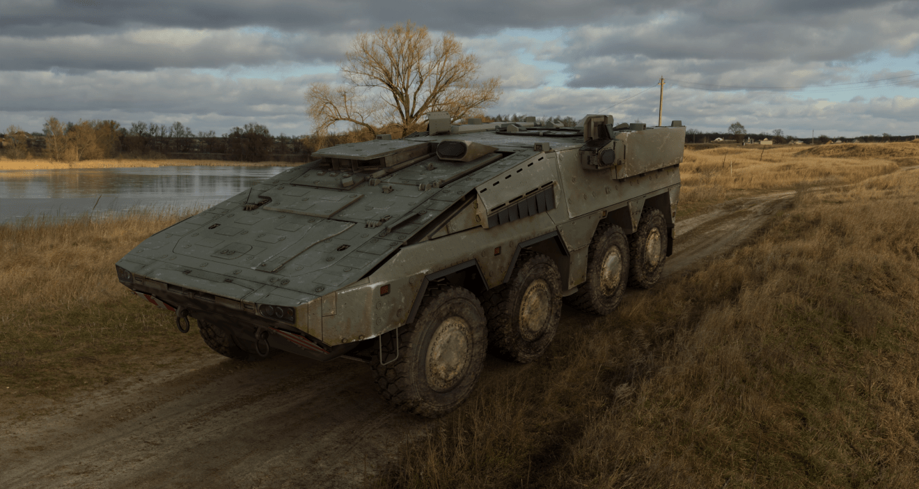 German GTK Boxer armored vehicle equipped with the Trophy Active Protection System (APS)