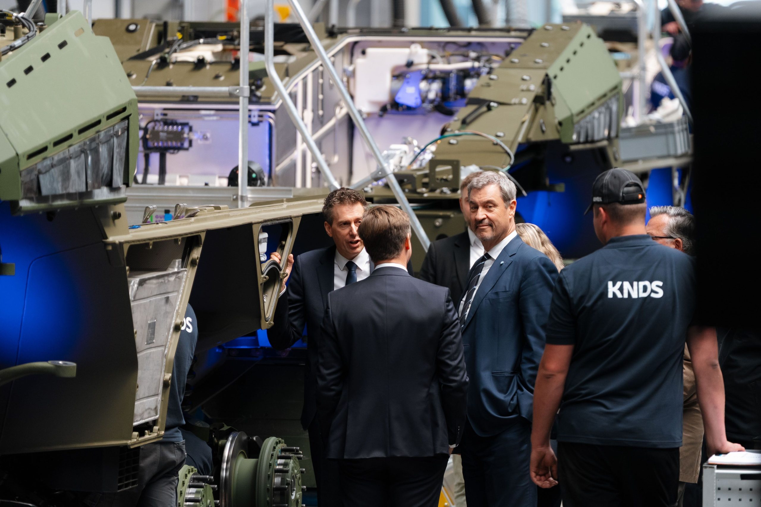 KNDS and Bavaria officials at a new Boxer vehicle production line