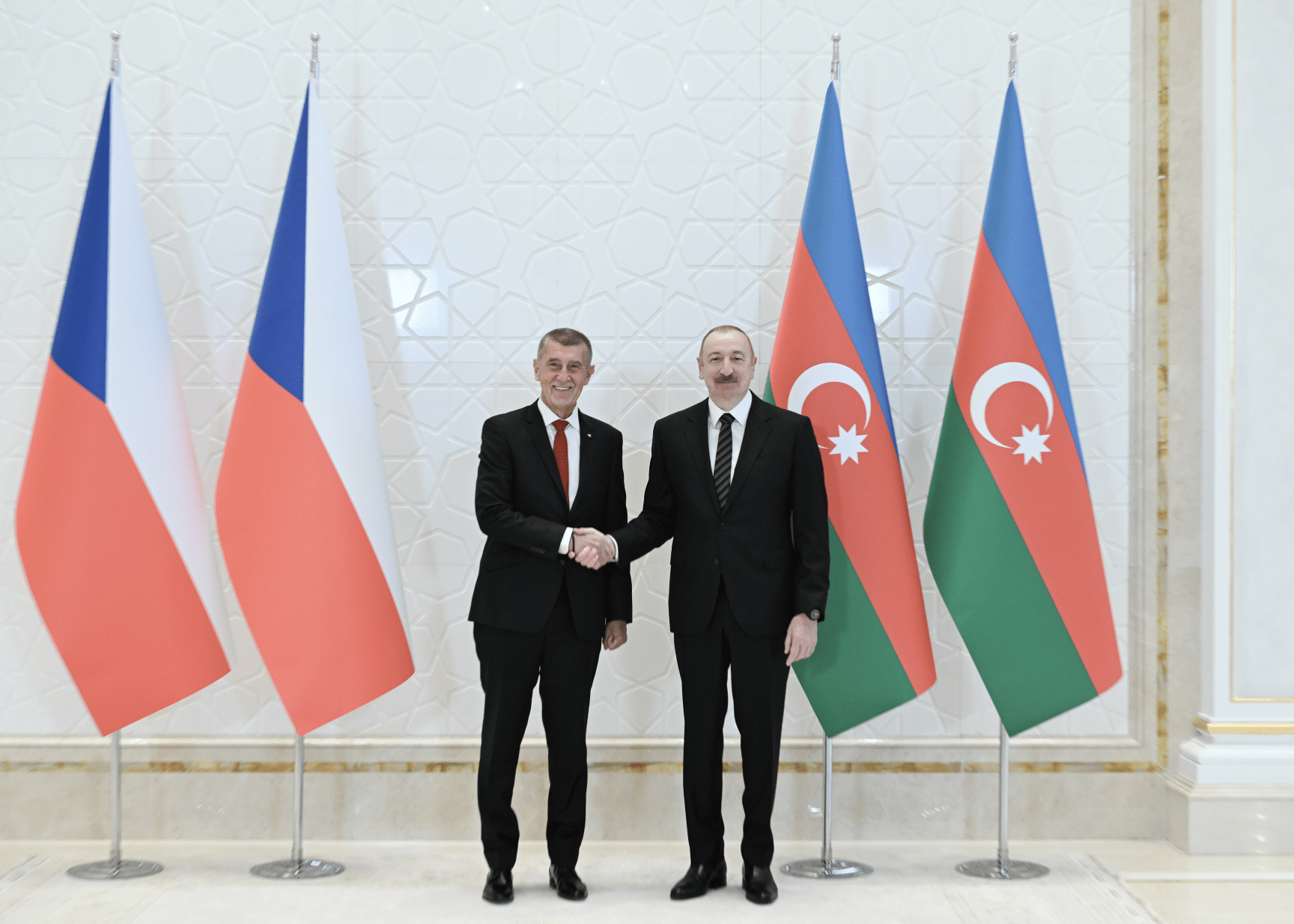 Azerbaijan President Ilham Aliyev with Prime Minister of the Czech Republic Andrej Babiš.