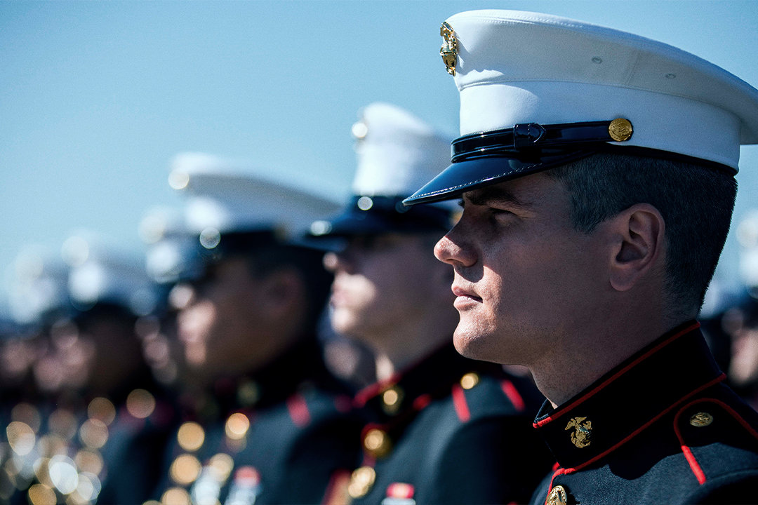 US Marines standing in formation during a ceremonial event. Photo: US Marine Corps