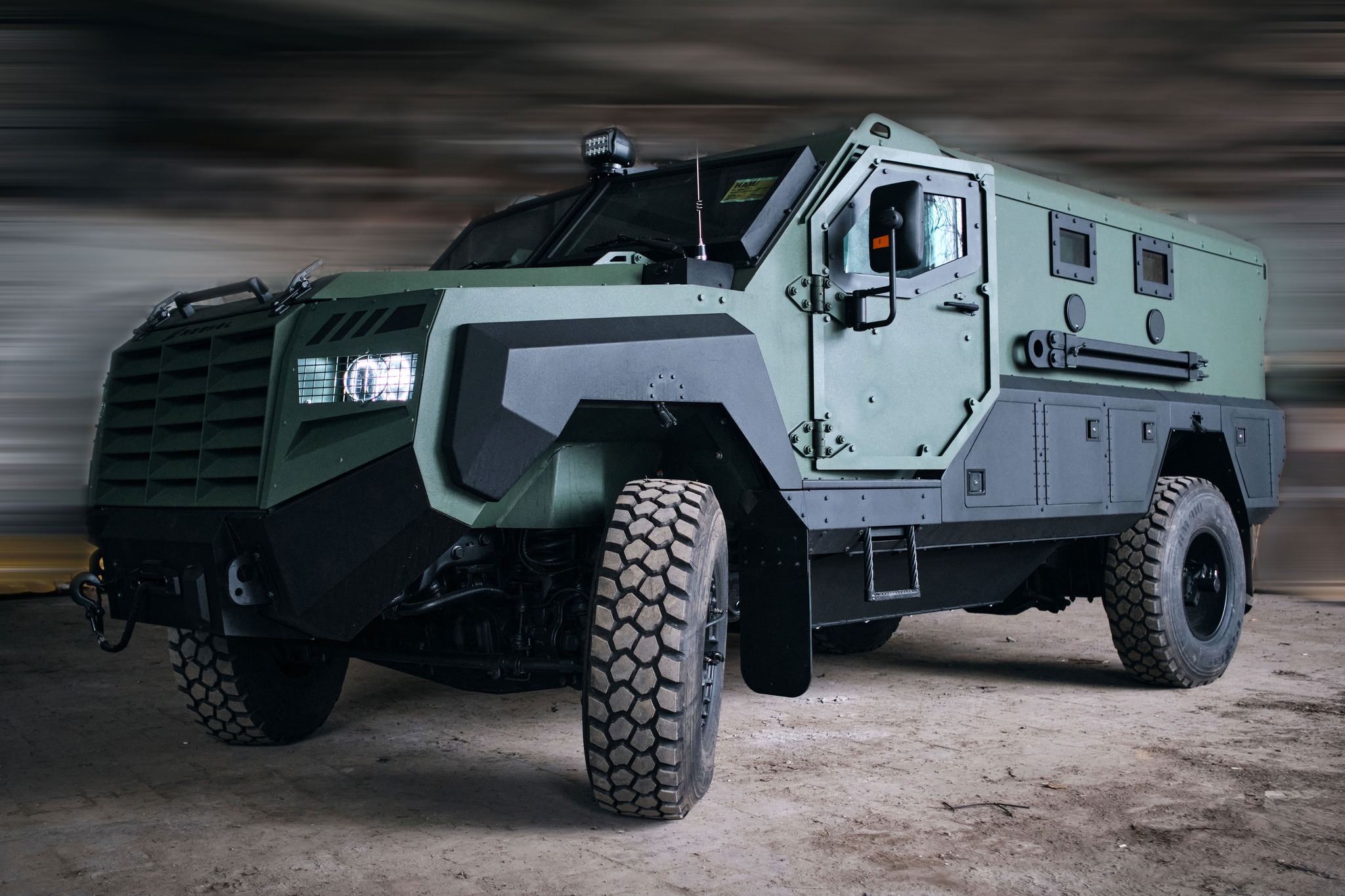A Roshel Senator Mine Resistant Ambush Protected vehicle
