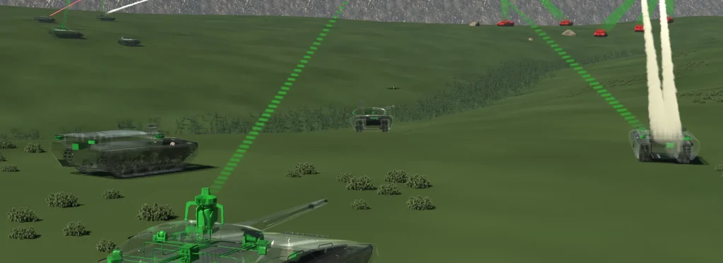 Visual representation of MGCS or Main Ground Combat System in action